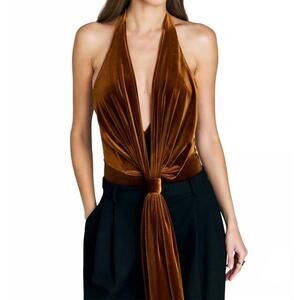 NEW SER.O.YA vika velvet bodysuit in marigold